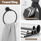 Matte Black Towel Bar Set 10 Pieces Bathroom Hardware Accessories Set Towel Rack Set for Bathroom SUS304 Stainless Steel Toilet Paper Holder Wall Mounted, 23.6 Inch