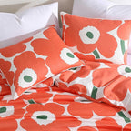 Marimekko - Duvet Cover Set, Super Soft Organic Bedding, Casual Home Decor (Unikko Orange, King)