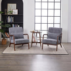 Accent Chairs, Set of 2 Mid-Century Modern Chair with Pillow, Armchair with Solid Wood, Reading Relaxing Leisure Chair for Living Room（Dark Grey）
