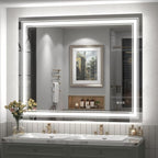 48x40 inch Large LED Bathroom Mirror, Lighted Vanity Mirror for Wall, Dimmable, Anti-Fog, Shatter-Proof, ETL Listed (Front Lights + Backlit)