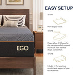MLILY EGOHOME 14 Inch Full Mattress, Copper Gel Memory Foam Mattress for Pain Relief, Therapeutic Mattress in a Box, CertiPUR-US Certified, Fiberglass Free Medium Mattress, Black