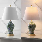JONATHAN Y JYL3009F Grace 24" French Country Cottage Ceramic/Iron Floral Urn LED Table Lamp, Green/White for Bedroom, Living Room, Office, College