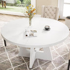 Tribesigns Farmhouse Dining Table, 47 Inch Round Dinner Table for 4, Rustic Round Dining Room Table for Home Dining Room Living Room (White)