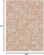 RUGGABLE x Morris & Co Washable Area Rug – Mallow Rust Red 9x12, Stain-Resistant, Non-Slip – Large Machine Washable Rugs for Living Room, Bedroom, Hallway, Entryway & Office–with Standard Pad