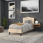 BizChair Tufted Upholstered Twin Size Headboard in Beige Fabric