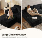 104" Cloud Sectional Couch with Chaise, Boneless L-Shaped Cloud Couch with Deep Seat, Soft Plush Modern Minimalist Sofa, Assembly Free Comfy Sofa for Office Living Room Apartment(Black, Left Chaise)