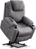 MCombo Power Lift Recliner Chair for Elderly, Lift Chair with Heat and Massage, FSC Certified, USB&Type C Ports, Cup Holders, Fabric 7040 (Medium, Gray)