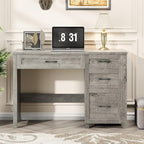 Vabches Farmhouse 47" Executive Desk, Computer Desk with File Drawer and Charging Station, Workstation for Home Office, Study.Grey.