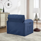 Oversized Accent Chair 38" Wide Mid-Century Modern Armchair for Living Room,USB and Type-C Ports,Comfy Reading Chairs for Bedroom with Side Pockets,Single Sofa Chair (Blue, Set of 1)