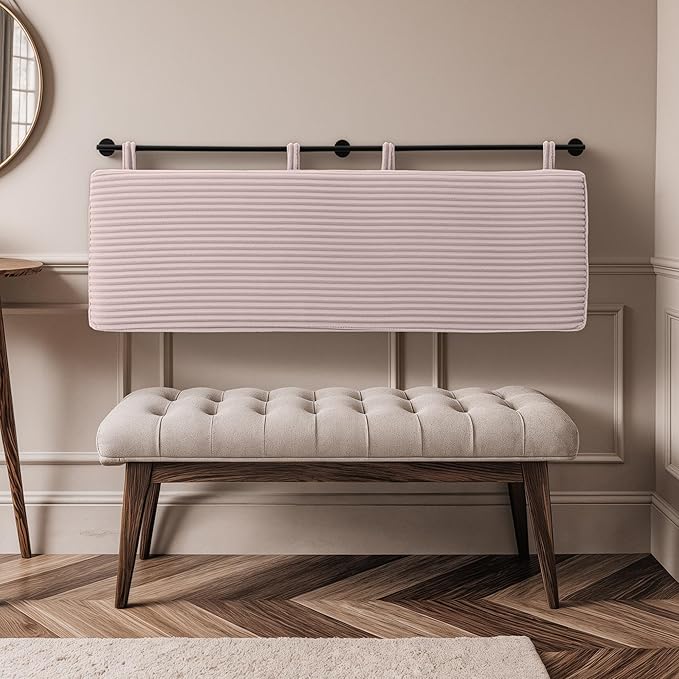UEV King Headboard Only, Wall Mounted Hanging Upholstered Bed Head Board, Modern Vertical Channel Design of Fine Flannel, Elegant Pink Fluted Headboard for Bedroom (Pink, King Size)