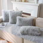 Neelvin Light Grey Faux Fur Cozy Fluffy Double-Sided Decorative Throw Pillow Covers 24x24 inch Set of 2,Velvet Pillowcase Cushion Case for Sofa Couch