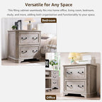 T4TREAM 2 Drawer File Cabinet-30 Wide Wooden Extended Desktop, Farmhouse Filing Cabinet with Smooth Rails, Holds Letter/Legal/A4, Hexagonal Design & Framed Drawer Fronts, Light Rustic Oak