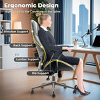 ovios Home Office Ergonomic Chair, Mid-Century Modern Luxury Faux Suede Leather Chairs, Comfy High Back Computer Swivel Rolling Task Armchair for Executive, Grey
