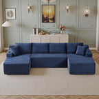 134''Oversized Modular Sectional Sofa Boneless Cloud Couch with Chaise Comfy Sectional Couches for Living Room,Bedroom,Apartment (Blue, 134''W U-Shaped)