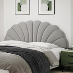 King Size Headboard Only, Petal Wall Mount Headboard King/California King Size for Adjustable Bed Velvet Upholstered Head Board Easy Assembly, Gray