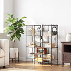 SONGMICS 4-Tier Bathroom Shelf, Storage Rack for Small Space, with 4 PP Shelf Liners, Removable Hook, Extendable Design, Ink Black and Translucent ULGR104B01
