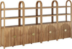 BELLEZE Book Shelf 72" Tall Arched Bookcase with Storage, 5 Tier Mid Century Modern Fluted Bookshelf with Doors, Modular Bookshelves for Living Room Office Library, Set of 4 (Caramel Brown)