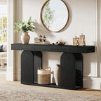 Tribesigns 70.9-Inch Extra Long Sofa Table, Farmhouse Console Tables with Wood Frame and Storage Shelf, 2-Tier Wood Table Behind Couch for Living Room, Hallway, Foyer, Black