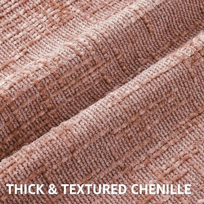 decorUhome Pink Chenille Throw Pillow Covers 16x16 Set of 2 Thick Textured Slubby Couch Pillow Covers Farmhouse Accent Modern Neutral Decorative Pillow Cases for Bed Sofa Living Room