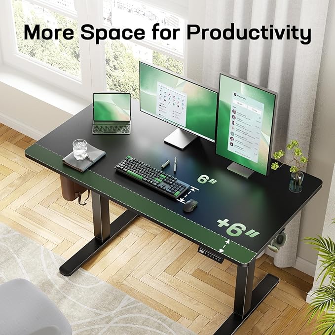 Marsail Electric Standing Desk with One-Piece Desktop,48 x 24 Height Adjustable Office Gaming Computer Desk with Tabletop,Home Office Stand up Desk with 4 Memory Presets, Table for Bedroom(2 Packages)
