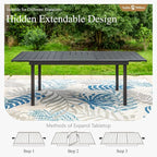 Sophia & William 9 Pieces Patio Dining Set for 6-8 People, Expandable Rectangular Metal Outdoor Table and Rattan Chairs with Cushions, All Weather Patio Table and Chairs Set