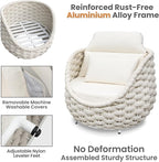 Metal Backyard Furniture Set: Aluminum Assembled Front Porch 4 Pieces Outdoor Set - Woven Rope Patio Conversation Set Modern - Cushioned Deck Couch Set Garden Sunroom Pool Hotel Resort, Beige