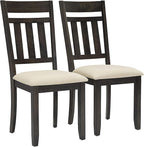 Crosley Furniture Hayden Modern Farmhouse Slat Back Wood Dining Chairs Set of 2, Slate/Crème