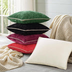 decorUhome Christmas Chenille Soft Throw Pillow Covers 12x20 Set of 2, Lumbar Velvet Farmhouse Neutral Decorative Euro Pillow Covers with Stitched Edge for Couch Sofa Bed Home Decor, Green