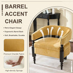 LOULENS Barrel Accent Chair, Vintage Chenille Upholstered Lounge Chair with Solid Wood Legs, Comfy Leisure Side Armchair for Living Room, Bedroom, Reading Nook, Corner, Yellow