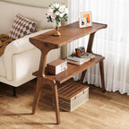 Tribesigns Set of 2 Solid Wood End Table, 2-Tier Farmhouse Couch Side Table, Rustic Tall Sofa Side Table with Storage Shelf for Living Room, Skinny Bedside Table, Nightstand for Bedroom, Rustic Brown