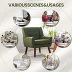 HUIMO Accent Chair, Upholstered Button Tufted Armchair, Linen Fabric Sofa Chairs for Bedroom, Living Room, Mid-Century Modern Comfy Reading Chair (4, Green)