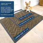 OLANLY Front Door Mat Indoor Outdoor Entrance, Waterproof All-Season, All-Weather Doormat, Sturdy Natural Rubber, Low Profile, Easy Clean Patio Porch Entryway Mat, Herringbone Brick (Brown, 29.5x17)
