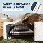 Allewie Full Size Bed Frame with 4 Oversized Storage Drawers, Soft Teddy Fabric, Boucle Upholstered Platform Bed, Wooden Slats Support, Noise-Free, No Box Spring Needed, Easy Assembly, White
