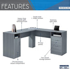 Techni Mobili Functional L-Shaped Computer Desk with storage, L is ⁠59.5" wide x 59.5" Long, Grey