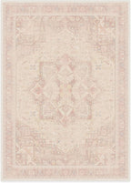 RUGGABLE Washable Area Rug – Kamran Soft Pink 10x14, Stain-Resistant, Non-Slip – Large Machine Washable Rugs for Living Room, Bedroom, Hallway, Entryway & Office–with Standard Pad