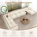 Vesgantti 204.7" Oversized Sectional Boneless Couch, Modern 9 Seater Modular Sofa with Chaise, Deep Seat Convertible Plush Corduroy Cloud Couches for Living Room, No Assembly Required, Beige