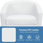 Yaheetech White Accent Chairs Set of 2, Faux Leather Barrel Chairs, Modern Living Room Chairs, Comfy Club Chairs with Sturdy Wood Legs for Bedroom/Reading/Room/Waiting Room, White