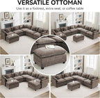 35‘’ Modern Chenille Cloud Sofa Ottoman,Rectangle Ottoman for Modular Sectional Sofa, Brown