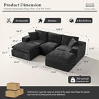 108" Sectional Couches for Living Room Boneless Couch Upholstered Cloud Couch Sectional Modular Sectional Sofa with L Shaped (Chenille-Black, 3 Seat+2 Ottoman)