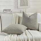 FUTEI Smoke Gray Chenille Decorative Throw Pillow Covers 12x20 Inch Set of 2,Soft Cozy Faux Linen Textured Lumbar Pillow Cases,Farmhouse Home Decor for Couch Living Room