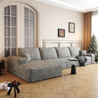 136" Sectional Couches for Living Room Modern Modular Sofa with L-Shape Couchs Upholstered Boneless Couch Deep Seat Sectional Couch with Chaise (Grey, Left Facing Chaise+3Seaters)
