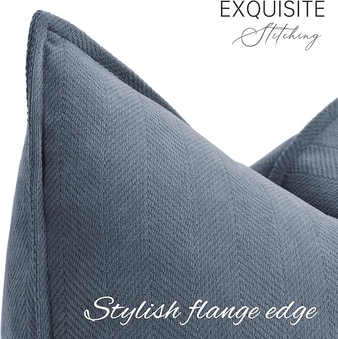 ZWJD Dusty Blue Pillow Covers 20x20 Set of 2 Chenille Throw Pillow Covers with Elegant Design Soft and Luxurious Decorative Throw Pillows for Couch, Bed, and Home Decor