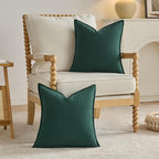 FUTEI Christmas Dark Green Chenille Throw Pillow Covers 18x18 Inch Set of 2,Edges Double-Stitched Cushion Cases,Modern Home Decor for Couch Living Room