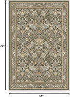 RUGGABLE x Morris & Co Washable Area Rug–Strawberry Thief Stone Gold 4x6, Stain-Resistant, Non-Slip–Medium Machine Washable Rugs for Living Room, Bedroom, Hallway, Entryway & Office–with Standard Pad