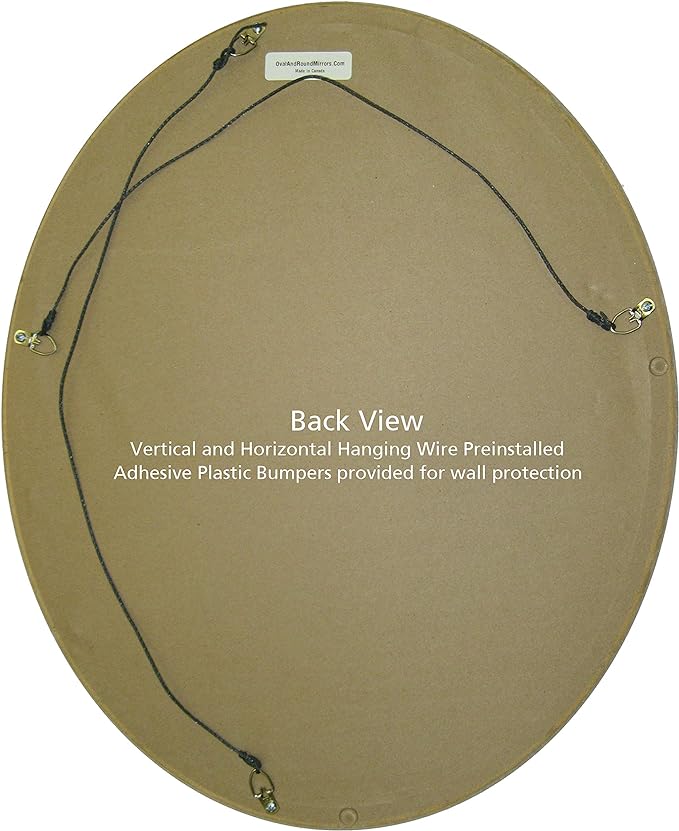 OVALCREST Oval Beveled Wall Mirror for Home Decor - Florence Style - Black Silver - 32" x 26"