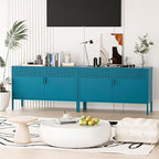 2 Door Storage Sideboard, Metal Storage Cabinet with 2 Adjustable Shelf,Multipurpose Metal Accent Cabinet for Office Home,Music Studio (Peacock Blue, 25''H)