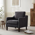 VKNOW Mid Century Modern Accent Chair, Upholstered Living Room Chairs Armchair for Bedroom, Comfy Reading Accent Chairs with Wood Legs for Living Room (1, Dark Grey)
