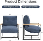 FLEXISPOT Accent Chair for Living Room,Arm Chair for Bedroom,with Wooden Arms, Wide Large Plus Size Cushion,Metal Frame,Reading Bedroom Chair Armchair for Home/Office/Cafe/Apartment/Waiting Room,Blue