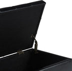 SIMPLIHOME Sienna 33 inch Wide Transitional Rectangle Storage Ottoman Bench in Midnight Black Vegan Faux Leather, Assembled, For the Living Room, Entryway and Family Room