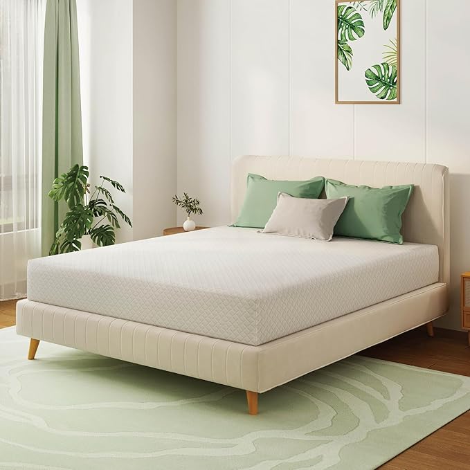 King Mattress 10 Inch Green Tea Memory Foam Mattress for Cool Sleep & Pressure Relief, Medium Feel Support,Fiberglass Free, Bed in a Box, Removable Washable Cover, CertiPUR-US Certified